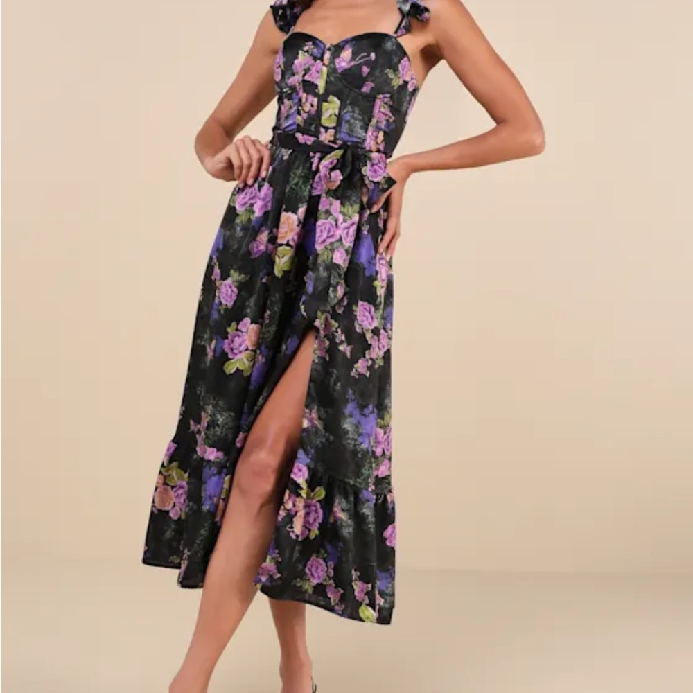 Lulu's Purple and Pink Slit Midi Sundress